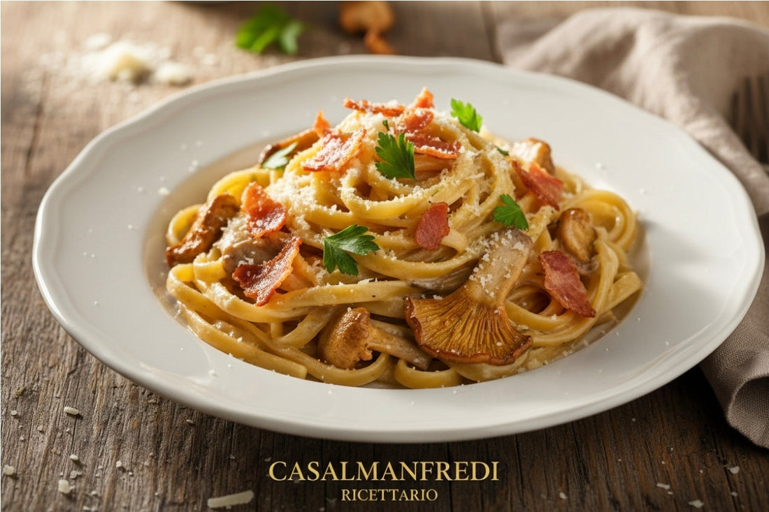 Tagliatelle ai Funghi Cardoncelli e Pancetta Croccante: Tradizione Pugliese Rivisitata