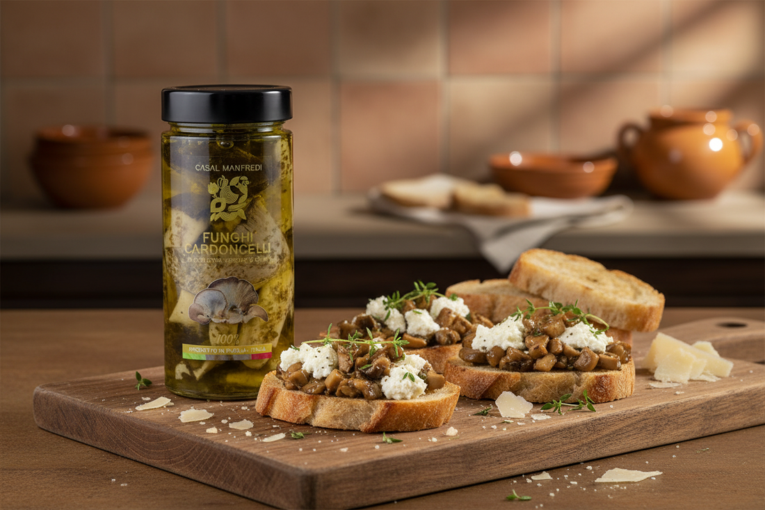 Crostini Gourmet con Funghi Cardoncelli e Ricotta: Ricetta Antipasto Raffinato